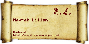 Mavrak Lilian névjegykártya